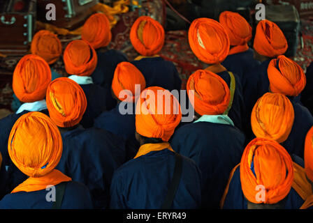Sikh men , Hazur Sahib , Takht Sachkhand Sri Hazur Abchalnagar Sahib , Nanded ; Maharashtra ; India , Asia Stock Photo