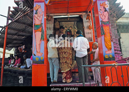 Married couple at Jyotiba Temple  ; Kolhapur  ; Maharashtra  ; India Stock Photo