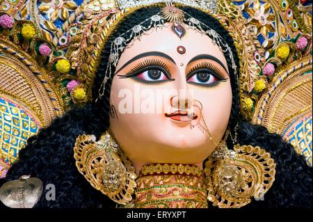 Profile of Mother goddess Durga image as Jagadhatri ; Calcutta ; West Bengal ; India Stock Photo