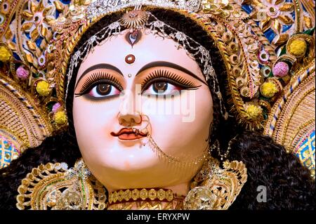 Profile of Mother goddess Durga image as Jagadhatri ; Calcutta ; West Bengal ; India Stock Photo