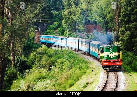 Nilgiri Mountain Railway, Nilgiri mountain toy train, Coonoor, Ooty, Udhagamandalam, Nilgiris district, Western Ghats, Tamil Nadu, India, Asia Stock Photo