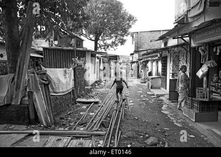 Kamani Indira Nagar and Kaju Pada slum ; Bombay Mumbai ; Maharashtra ; India Stock Photo