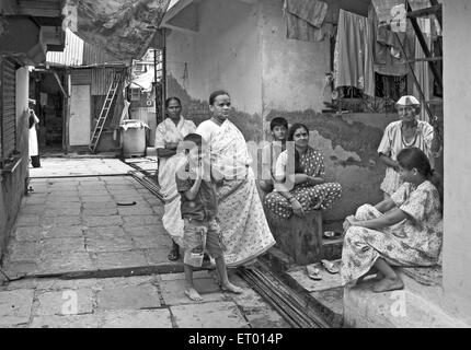 Dwellers in Bhatwadi and Devnar slum ; Bombay Mumbai ; Maharashtra ; India NO MR Stock Photo