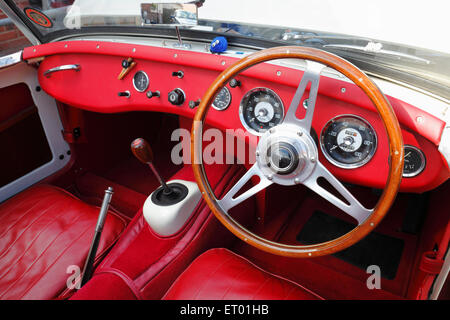 Dashboard and interior of classic vintage car. Stock Photo