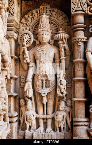 Vishnu ; Rani ki Vav ; Ranki Vav ; step well ; stepwell ; Patan ; Gujarat ; India ; Asia Stock Photo