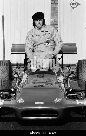 Jackie Stewart, Formula One racing driver, with new March Engineering Formula One Car, Silverstone, 7th February 1970. Stock Photo