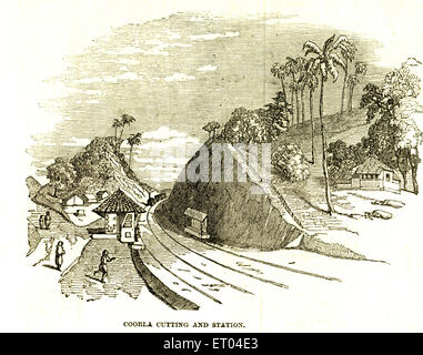 Kurla cutting and station ; 4th June 1853 ; Bombay now Mumbai ; Maharashtra ; India Stock Photo