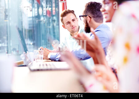 Businessmen meeting in cafe Stock Photo