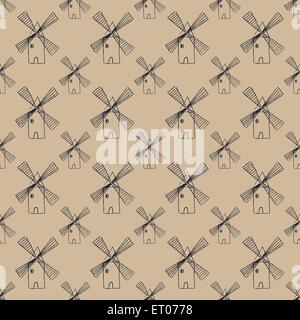 seamless pattern with mill Stock Vector