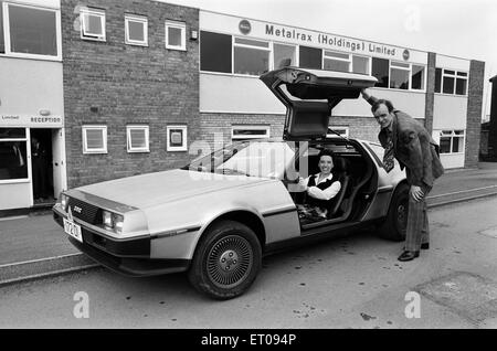 The DeLorean DMC-12  sports car manufactured by the DeLorean Motor Company. Pictured at company offices of Metalrax Holdings Limited, Birmingham, 9th April 1981. Stock Photo