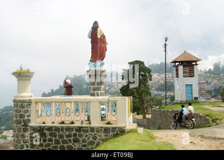 Statue of Jesus ; Kodaikanal popularly Kodai is situated in Palani hills at 2133 meter above sea level ; Tamil Nadu Stock Photo