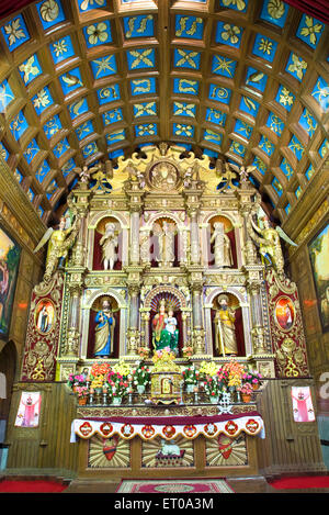 Altar ; St. Mary's Marth Mariam Forane church built in 105 A.D.in Kuravilangad located in Kottayam district of Kerala ; India Stock Photo