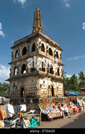 Tower at Banashankari Hindu temple dedicated to Shakambhari goddess Parvathi Badami ; Bijapur Karnataka Stock Photo