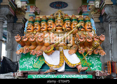 Ten headed wooden demon Ravana in Arunachaleshwara temple Chola Period 9th 13th century in Thiruvannamalai ; Tamil Nadu ; India Stock Photo