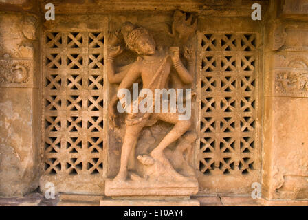 UNESCO World Heritage Site ; Shiva Killing Rakshasa sculpture in Galaganatha temple 750 A.D. in Pattadakal ; Karnataka Stock Photo