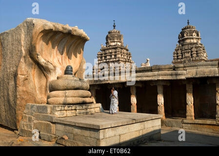 Monolithic Nagalinga eighteen feet tall in courtyard of Virabhadra temple at Lepakshi Andhra Pradesh India Stock Photo