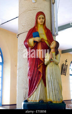 Mother Mary and Jesus sculpture, St. Thomas Kottakkavu Forane Church, North Paravur, Cochin, Kochi, Kerala, India, Asia Stock Photo