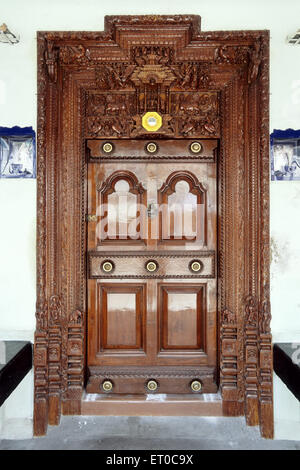 Old wooden door, Madras, Chennai, Tamil Nadu, India, Asia Stock Photo