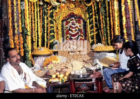Diwali deepawali festival in goddess visalakshi temple ; Varanasi ; Uttar Pradesh ; India NO MR Stock Photo