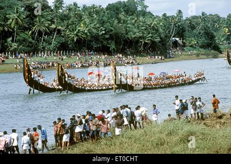 Boat racing at Aranmula Pamba river in Kerala India Stock Photo