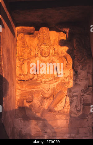 God and goddesses of hindu pantheon in kailasanathar temple ; Kanchipuram ; Tamil Nadu ; India Stock Photo