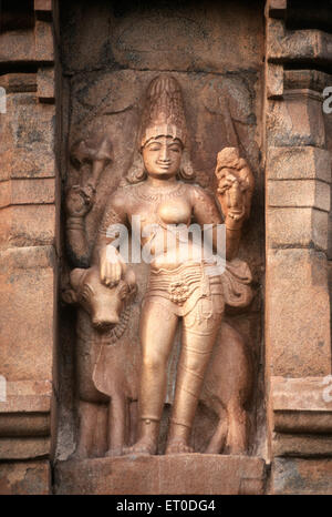 Ardhanarishvara with bull on brihadeshwara temple Gangaikonda Cholapuram Tamil Nadu India Stock Photo