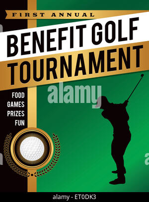 An illustration template for a benefit golf tournament. Stock Photo