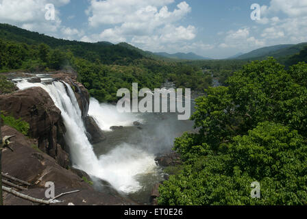 Athirappilly athirapally falls on chalakudy chalakkudi river at vazhachal forest ; Trichur Thrissur ; Kerala ; India Stock Photo