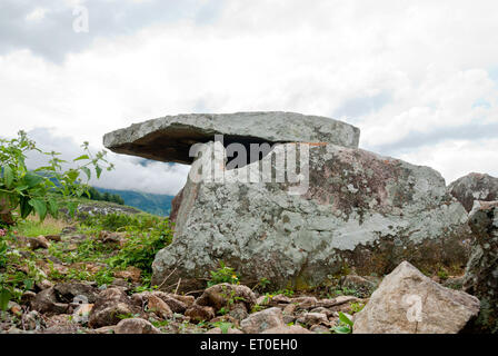 Megalithic dolmens or muniyaras at kovilkadavu ; Kerala ; India Stock Photo