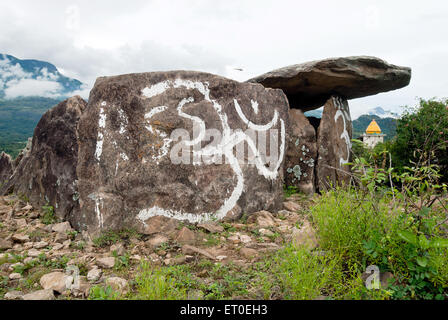 Megalithic dolmens or muniyaras at kovilkadavu ; Kerala ; India Stock Photo