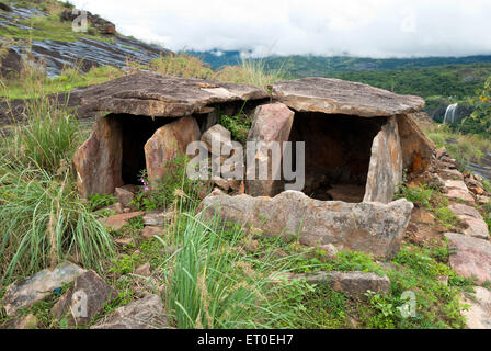 Megalithic dolmens or muniyaras at kovilkadavu ; Kerala ; India Stock Photo