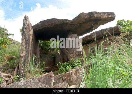 Megalithic dolmens or muniyaras at kovilkadavu ; Kerala ; India Stock Photo