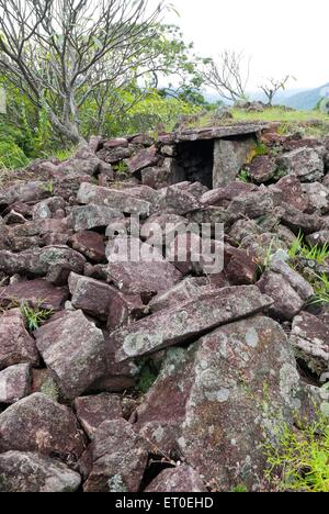 Megalithic dolmens or muniyaras at kovilkadavu ; Kerala ; India Stock Photo