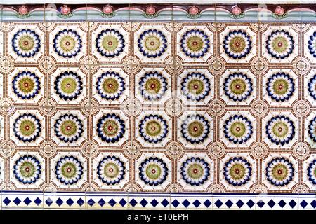 Floor tiles, Nattukotai Chettiar, Nagarathar, Chettinad, Chettinadu, Pudukottai, Sivaganga district, Tamil Nadu, India, Asia Stock Photo
