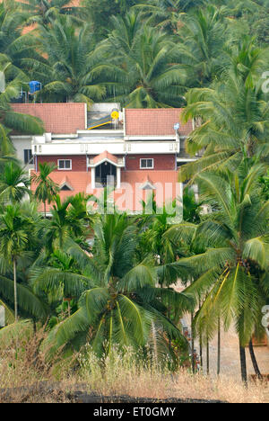 Bungalow with solar panels on terrace , Karkal , Udupi , South Kanara , Karnataka , India , Asia Stock Photo