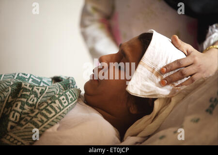 Victim of terrorist attack by Deccan Mujahedeen on 26th November 2008 treated in J.J. hospital in Bombay Stock Photo