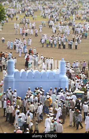 Crowd gathered for Eid al Fitr or Ramzan id namaaz at Lashkar e Eidgaah ground ; Malegaon ; Maharashtra ; India Stock Photo