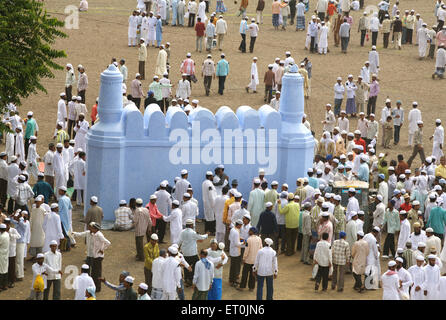 Crowd gathered for Eid al Fitr or Ramzan id namaaz at Lashkar e Eidgaah ground ; Malegaon ; Maharashtra ; India Stock Photo