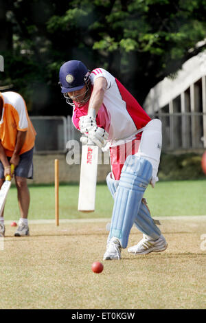 Sachin Tendulkar batsman cricketer net practicing cricket in Bombay Mumbai Maharashtra India Stock Photo