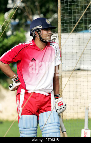 Sachin Tendulkar , Indian cricketer , Sachin Ramesh Tendulkar , greatest batsmen , net practice , Bombay , Mumbai , Maharashtra , India , Asia Stock Photo