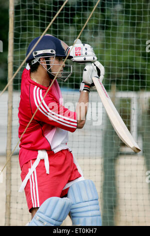 Sachin Tendulkar , Indian cricketer , Sachin Ramesh Tendulkar , greatest batsmen , net practice , Bombay , Mumbai , Maharashtra , India , Asia Stock Photo