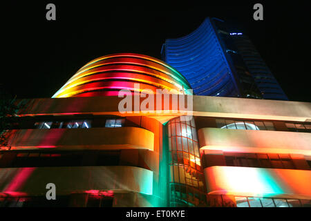 Bombay Stock Market decorated with lights during Diwali Deepawali celebrations in Bombay Mumbai ; Maharashtra ; India Stock Photo