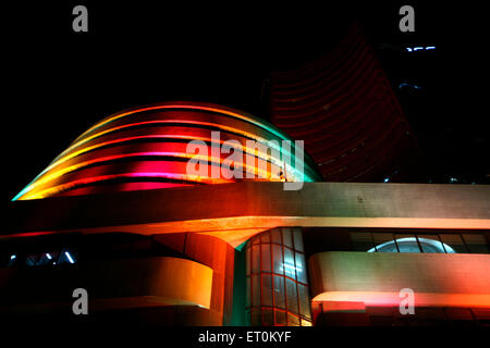 Bombay Stock Market decorated with lights during Diwali Deepawali celebrations in Bombay Mumbai ; Maharashtra ; India Stock Photo