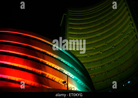 Bombay Stock Market decorated with lights during Diwali Deepawali celebrations in Bombay Mumbai ; Maharashtra ; India Stock Photo