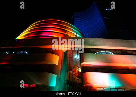 Bombay Stock Market decorated with lights during Diwali Deepawali celebrations in Bombay Mumbai ; Maharashtra ; India Stock Photo