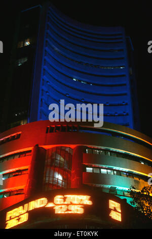 Bombay Stock Market decorated with lights during Diwali Deepawali celebrations in Bombay Mumbai ; Maharashtra ; India Stock Photo