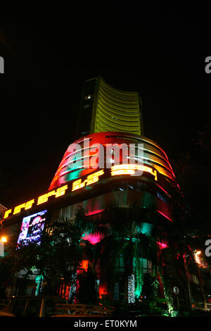 Bombay Stock Market decorated with lights during Diwali Deepawali celebrations in Bombay Mumbai ; Maharashtra ; India Stock Photo