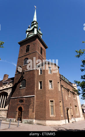 All Hallows-by-the-Tower, Bayward Street, City of London. Stock Photo