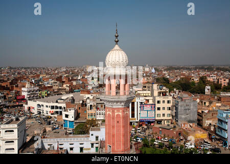 Clock tower of Ramgarhia Bunga located in Golden temple complex and Amritsar city ; Punjab ; India Stock Photo