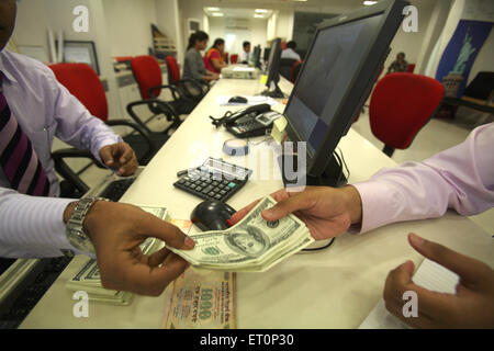 Bank handling counting US dollars Stock Photo